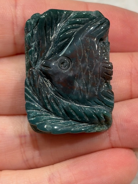 Jewelry - Carved Stone Fish Pendant Agate Angelfish Ocean Jewelry Agate